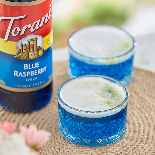 Torani Blue Raspberry Flavoring Syrup 750 mL Glass Bottle