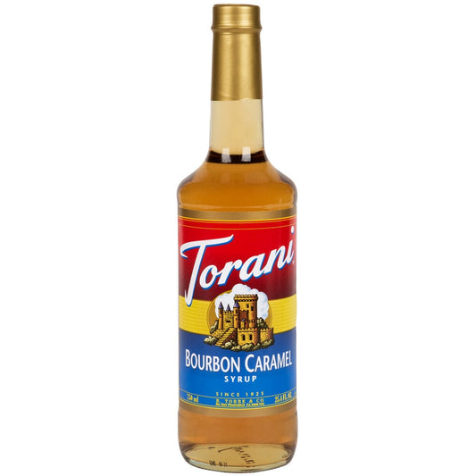 Torani Bourbon Caramel Flavoring Syrup 750 ML Glass Bottle
