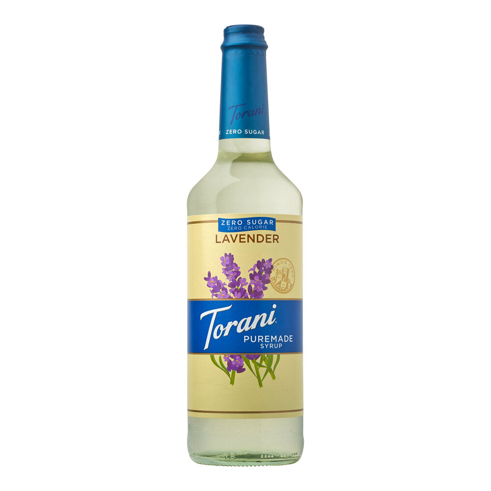 Torani Puremade Zero Sugar Lavender Flavoring Syrup 750 ML Glass Bottle