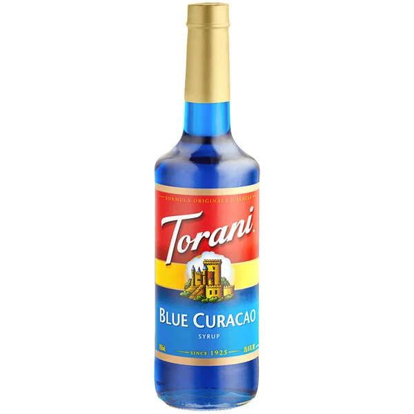 Torani Blue Curacao Flavoring Syrup 750 mL Glass Bottle