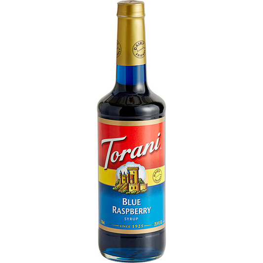 Torani Blue Raspberry Flavoring Syrup 750 mL Glass Bottle