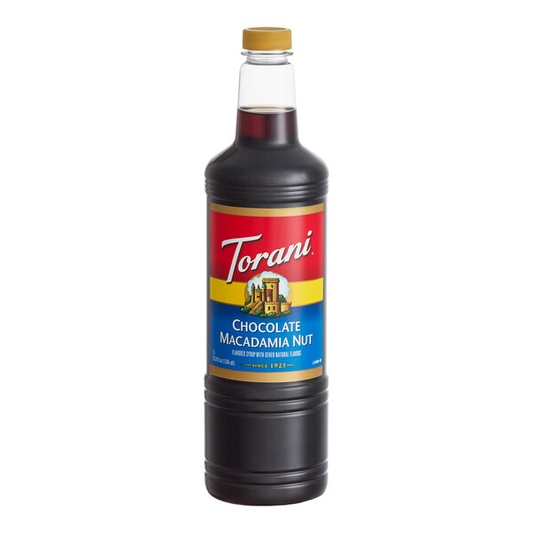 Torani Chocolate Macadamia Nut Flavoring Syrup Plastic Bottle 1 Liter